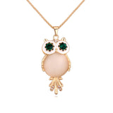 Owl Crystal Charm Necklace with Gold Chain.