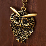 Vintage Women Owl Pendant Long Sweater Chain Jewelry Golden Antique Silver Bronze Charm fashion free shipping