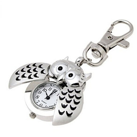 Owl Design Metal Key Ring with Quartz Pocket Watch