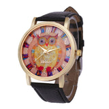New Owl Pattern Leather Band Watch