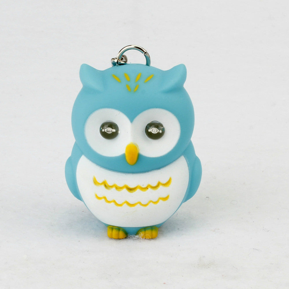 7 Colors Cute Cartoon Unisex With Voice Key Rings Kid Toys LED Owl Keychain