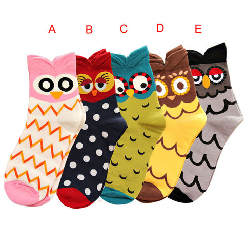 Cute Owl Print Casual Women's Socks