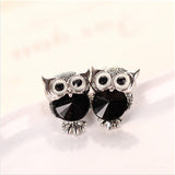 Crystal Charm Owl Stud Earrings